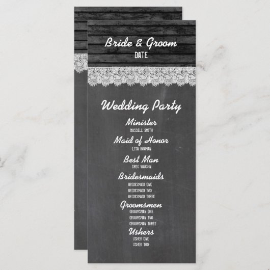 Hochzeitsprogramm für Schwarzes Holz Programm (Vorne/Hinten)