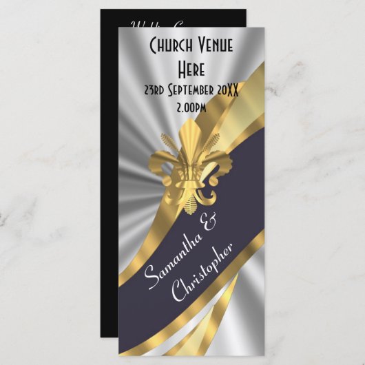 Hochzeitsprogramm für Schwarzes Silber und Gold Programm (Vorne/Hinten)