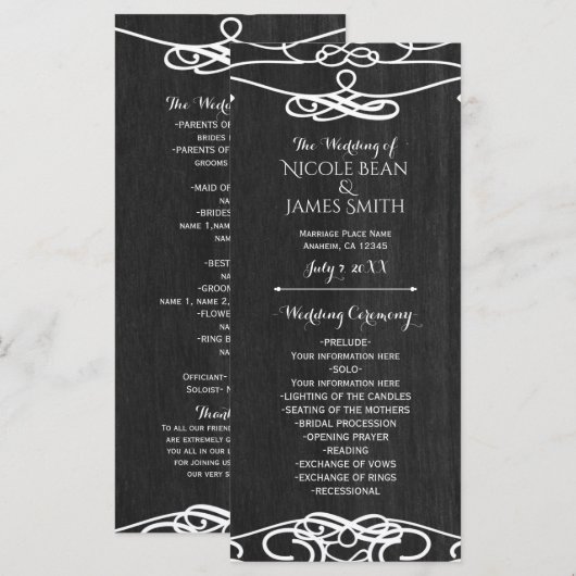 Hochzeitsprogramm für Schwarzwald und Weißwein Programm (Vorne/Hinten)