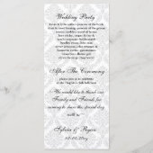 Hochzeitsprogramm für Schwarzweiß Programm (Rückseite)