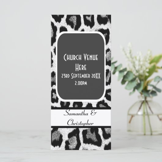 Hochzeitsprogramm für Schwarzweißleoparden Programm (Stehend Vorderseite)