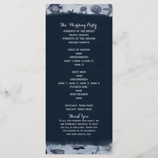 Hochzeitsprogramm für Seefahrer Programm (Rückseite)