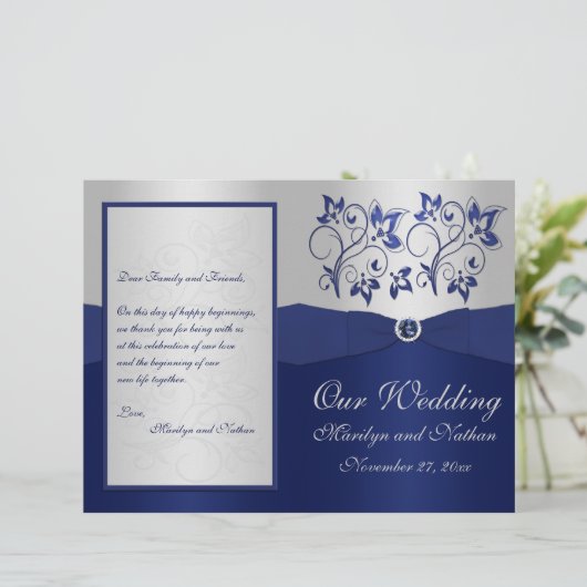 Hochzeitsprogramm für Seeschiffe und Silberflore (Stehend Vorderseite)