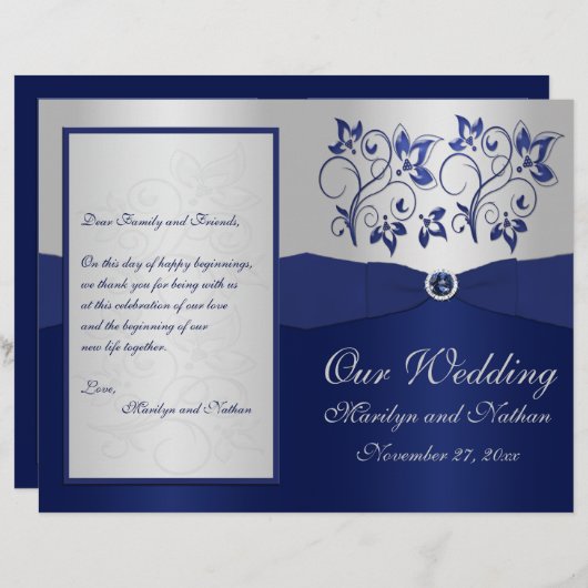 Hochzeitsprogramm für Seeschiffe und Silberflore (Vorne/Hinten)