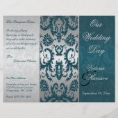 Hochzeitsprogramm für Silber und Aquamarine Damask (Vorderseite)