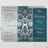 Hochzeitsprogramm für Silber und Aquamarine Damask (Vorne/Hinten)