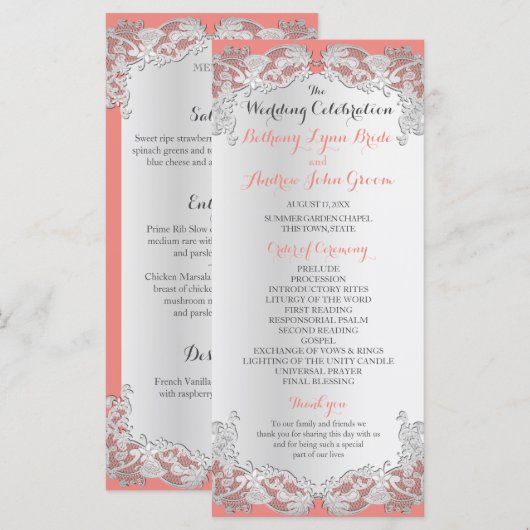 Hochzeitsprogramm für Silberblumen Programm (Vorne/Hinten)