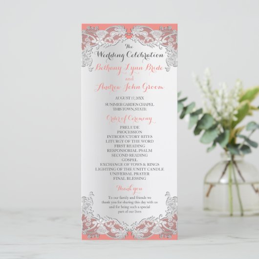 Hochzeitsprogramm für Silberblumen Programm (Stehend Vorderseite)