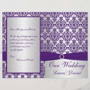 Hochzeitsprogramm für Silberfische und Lila Damask