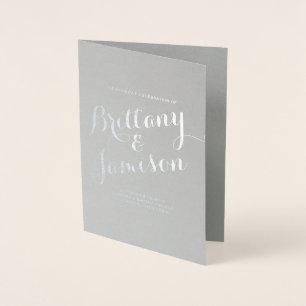 Hochzeitsprogramm für Silberfolienkalligraphie Folienkarte