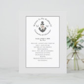 Hochzeitsprogramm für Silberne graue Nautic Floral (Stehend Vorderseite)