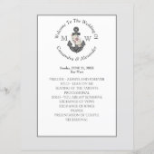 Hochzeitsprogramm für Silberne graue Nautic Floral (Vorderseite)