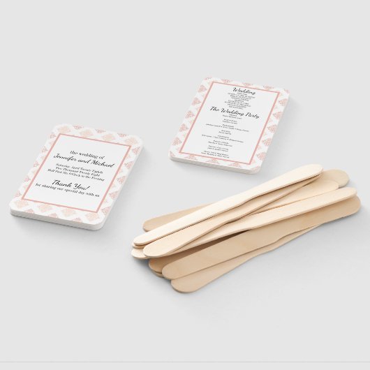 Hochzeitsprogramm für Soft Peachy Blush Damask Fächer (Non-assembled)