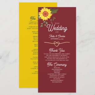 Hochzeitsprogramm für Sonnenblumen