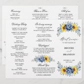 Hochzeitsprogramm für Sonnenblumen-Blauschiefer (Vorne/Hinten)