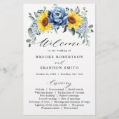 Hochzeitsprogramm für Sonnenblumen-Blauschiefer (Vorderseite)