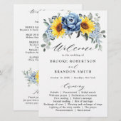 Hochzeitsprogramm für Sonnenblumen-Blauschiefer (Vorne/Hinten)