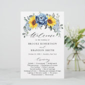 Hochzeitsprogramm für Sonnenblumen-Blauschiefer (Stehend Vorderseite)