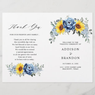Hochzeitsprogramm für Sonnenblumen-Blauschiefer