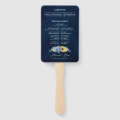 Hochzeitsprogramm für Sonnenblumen-Blauschiefer Fächer (Rückseite)