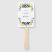 Hochzeitsprogramm für Sonnenblumen-Blauschiefer Fächer (Vorderseite)