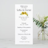 Hochzeitsprogramm für Sonnenblumen Flat Card (Stehend Vorderseite)