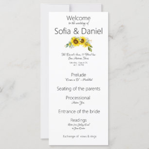 Hochzeitsprogramm für Sonnenblumen Flat Card