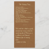 Hochzeitsprogramm für Sonnenblumen im Herbst Programm (Rückseite)