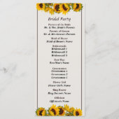 Hochzeitsprogramm für Sonnenblumen Programm (Rückseite)