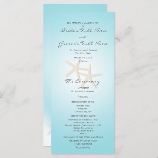 Hochzeitsprogramm für Starfish Ocean Dreams Programm (Vorne/Hinten)