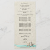 Hochzeitsprogramm für Starfish und Aqua Ribbon Programm (Rückseite)