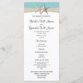 Hochzeitsprogramm für Starfish und Burlap Coral Be Programm (Vorderseite)