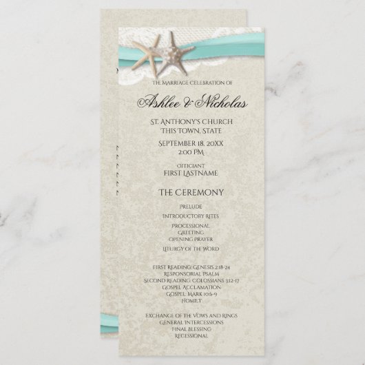 Hochzeitsprogramm für Starfish und Spitzen Programm (Vorne/Hinten)