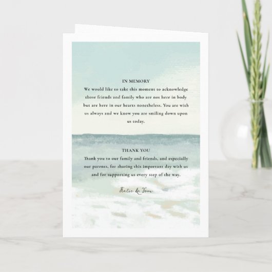 Hochzeitsprogramm für Strand Karte (Rückseite)