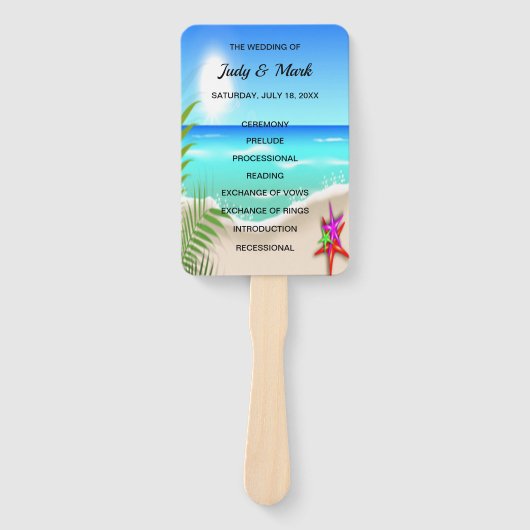 Hochzeitsprogramm für Strandfans Fächer (Vorderseite)