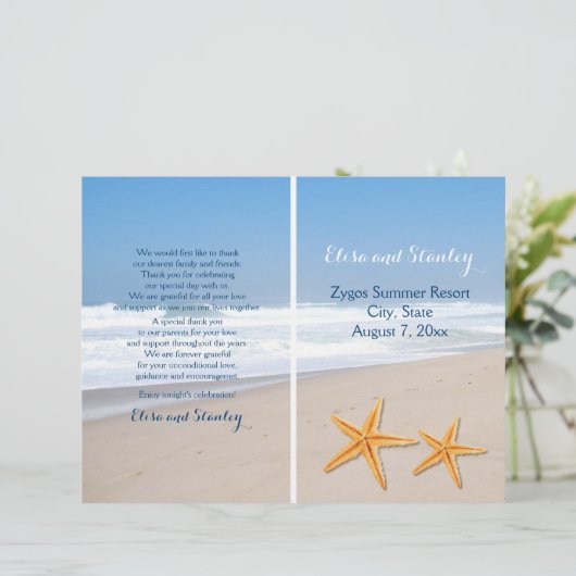 Hochzeitsprogramm für Strandpaare (Stehend Vorderseite)