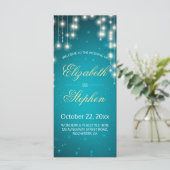Hochzeitsprogramm für String Lights & Turquoise Gl Programm (Stehend Vorderseite)