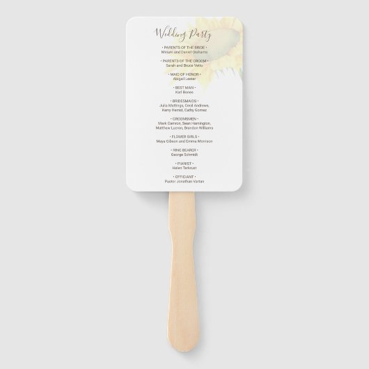 Hochzeitsprogramm für Südliche Sonnenblumen Fächer (Rückseite)