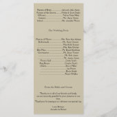 Hochzeitsprogramm für Taupe und Aquamarine Küsteng Programm (Rückseite)