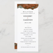 Hochzeitsprogramm für Terracotta Orange und Aquama Programm (Vorne/Hinten)