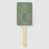 Hochzeitsprogramm für tiefgrünes Monogramm-Wappen Fächer (Rückseite)