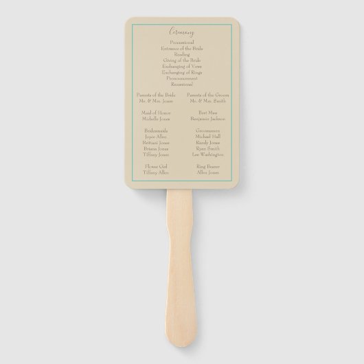 Hochzeitsprogramm für Tropical Beach Floral Fächer (Rückseite)