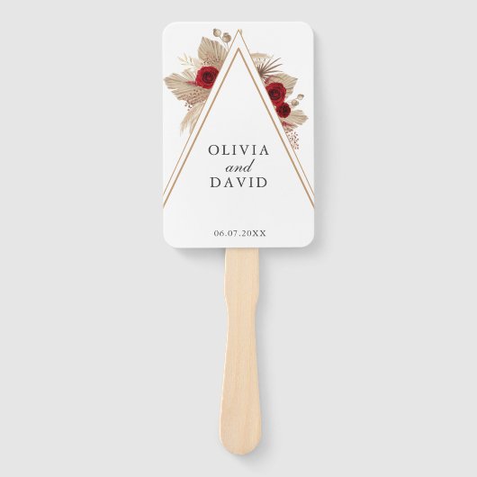 Hochzeitsprogramm für Tropical Burgund Rose Garden Fächer (Vorderseite)