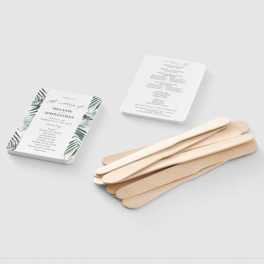 Hochzeitsprogramm für Tropical Palm Blätter Fächer (Non-assembled)