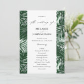 Hochzeitsprogramm für Tropical Palm Blätter - Gree Einladung (Stehend Vorderseite)