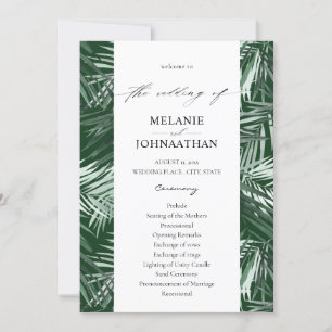 Hochzeitsprogramm für Tropical Palm Blätter - Gree Einladung