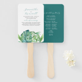 Hochzeitsprogramm für tropische botanische Blätter Fächer