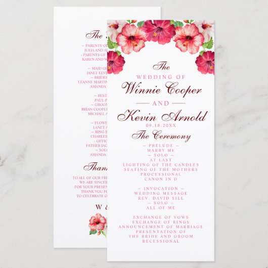 Hochzeitsprogramm für tropische Flora Programm (Vorne/Hinten)