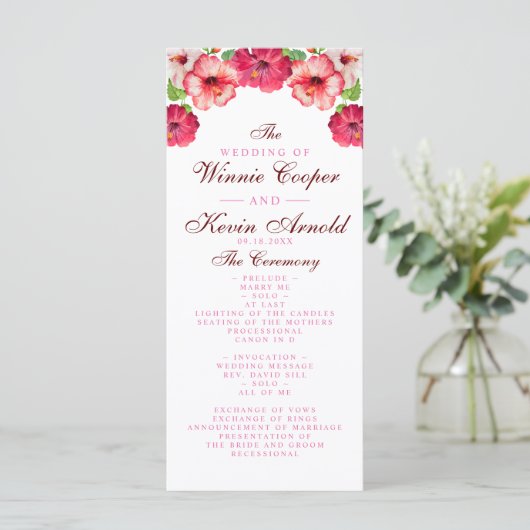 Hochzeitsprogramm für tropische Flora Programm (Stehend Vorderseite)