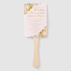 Hochzeitsprogramm für tropische Hibisken in Gold P Fächer